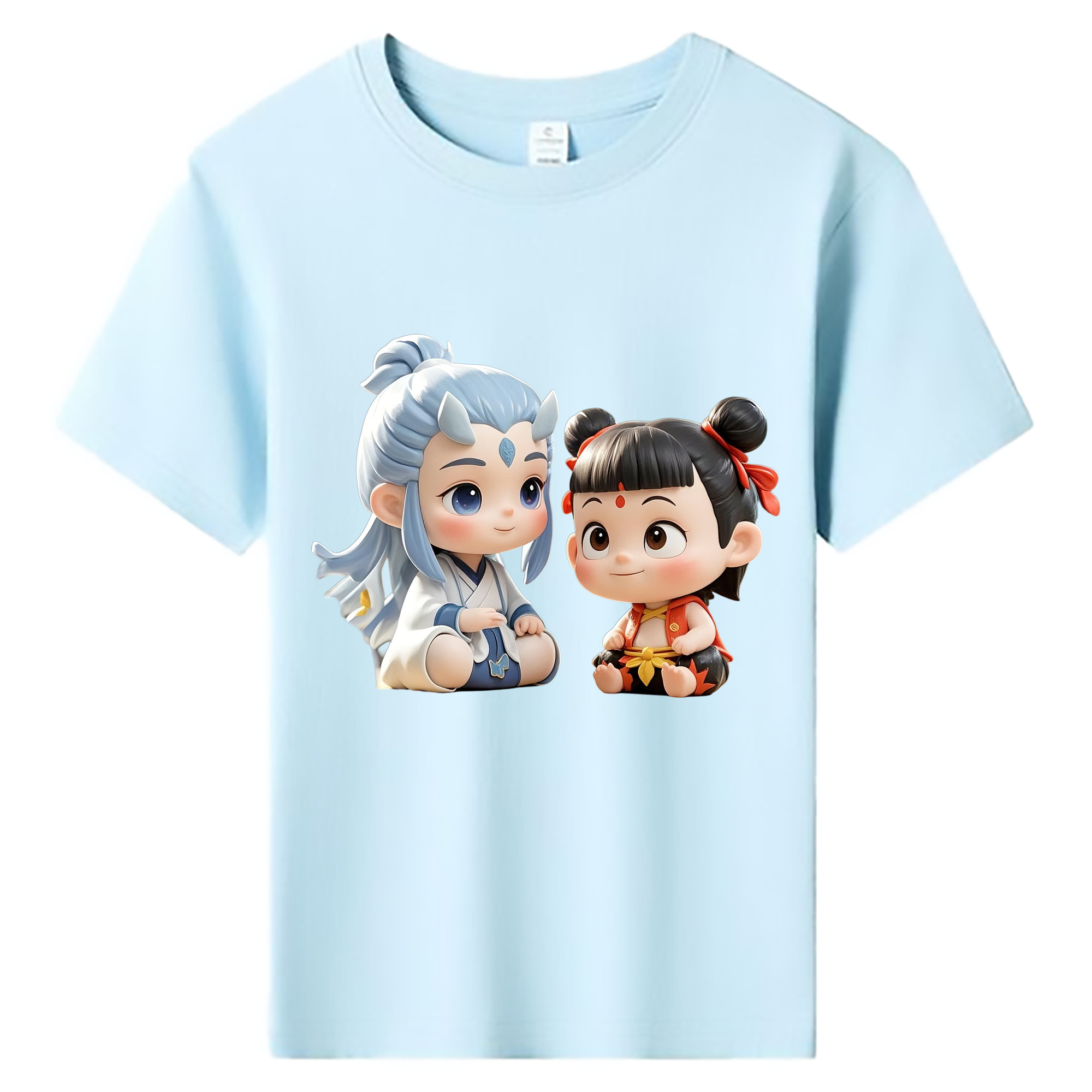 （画像用） Ne Zha 2 ナタ 魔童の大暴れ 綿100％キッズTシャツ（フロントプリント）